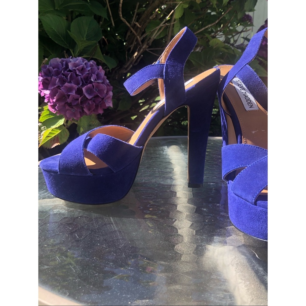 Steve Madden P GEE GEE Royal Blue Suede Platforms - Picture 4 of 13